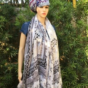 NEW TRIBAL GEO SCARF GREY